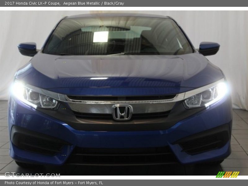 Aegean Blue Metallic / Black/Gray 2017 Honda Civic LX-P Coupe