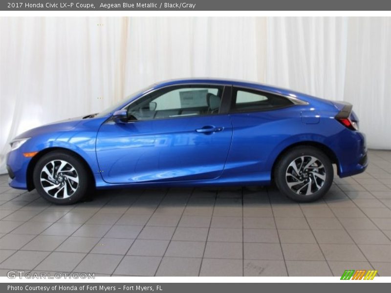 Aegean Blue Metallic / Black/Gray 2017 Honda Civic LX-P Coupe