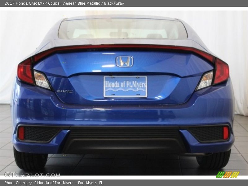 Aegean Blue Metallic / Black/Gray 2017 Honda Civic LX-P Coupe