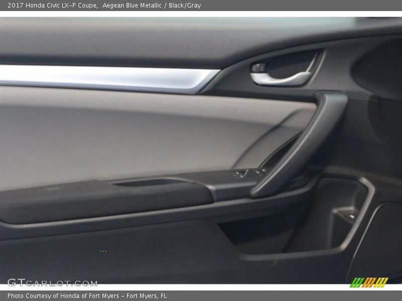 Aegean Blue Metallic / Black/Gray 2017 Honda Civic LX-P Coupe