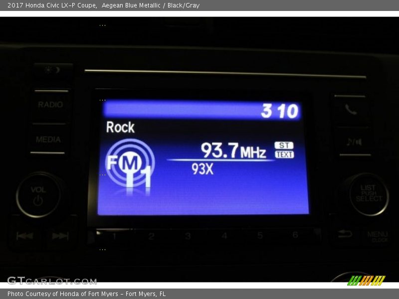 Aegean Blue Metallic / Black/Gray 2017 Honda Civic LX-P Coupe