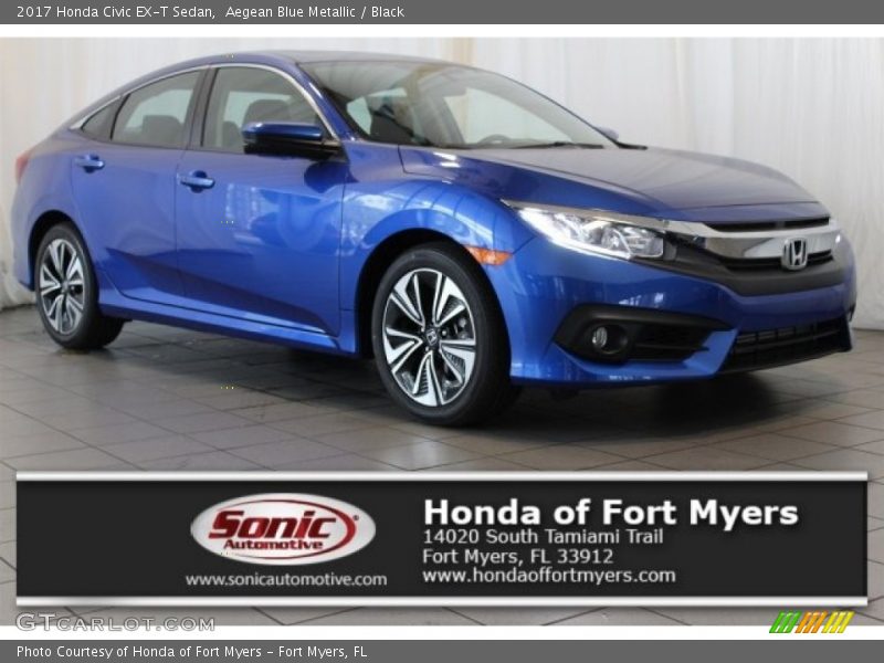 Aegean Blue Metallic / Black 2017 Honda Civic EX-T Sedan