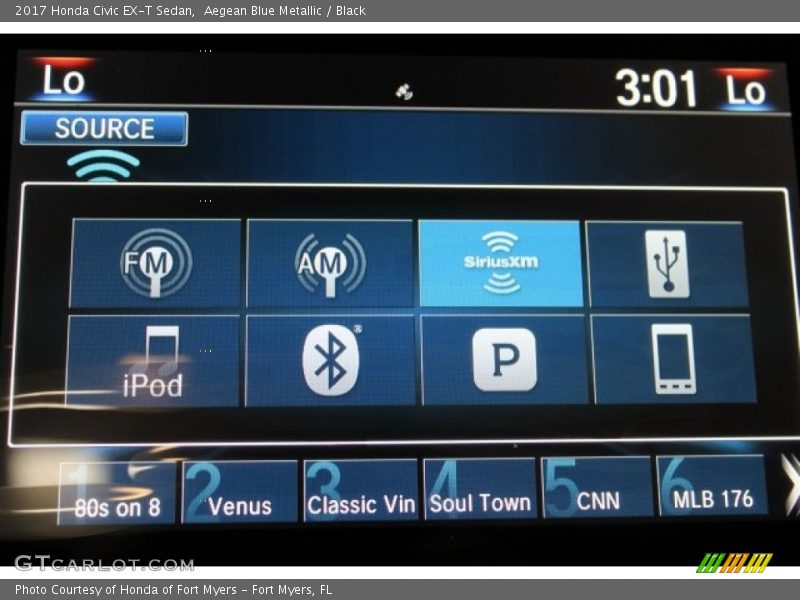 Aegean Blue Metallic / Black 2017 Honda Civic EX-T Sedan