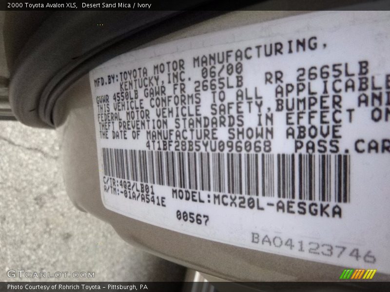 Desert Sand Mica / Ivory 2000 Toyota Avalon XLS