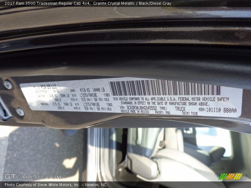 Granite Crystal Metallic / Black/Diesel Gray 2017 Ram 3500 Tradesman Regular Cab 4x4