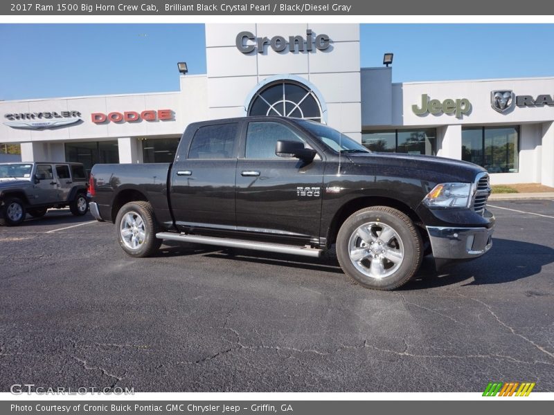 Brilliant Black Crystal Pearl / Black/Diesel Gray 2017 Ram 1500 Big Horn Crew Cab