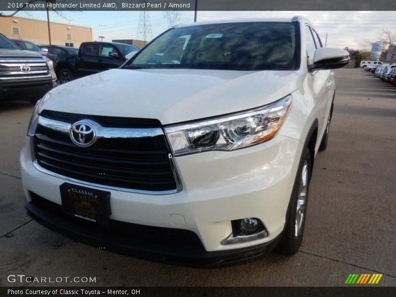 Blizzard Pearl / Almond 2016 Toyota Highlander Limited AWD