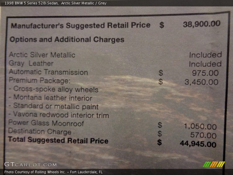 Arctic Silver Metallic / Grey 1998 BMW 5 Series 528i Sedan