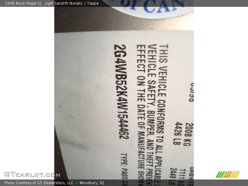 Light Sandrift Metallic / Taupe 1998 Buick Regal LS
