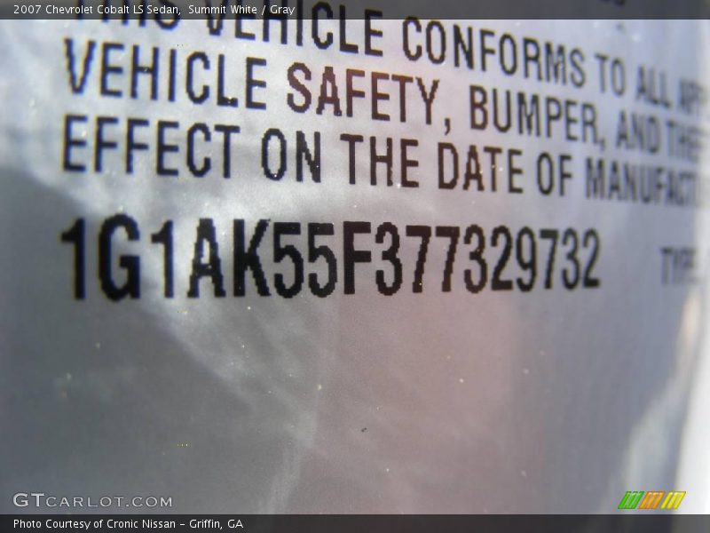 Summit White / Gray 2007 Chevrolet Cobalt LS Sedan