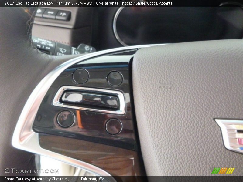 Crystal White Tricoat / Shale/Cocoa Accents 2017 Cadillac Escalade ESV Premium Luxury 4WD