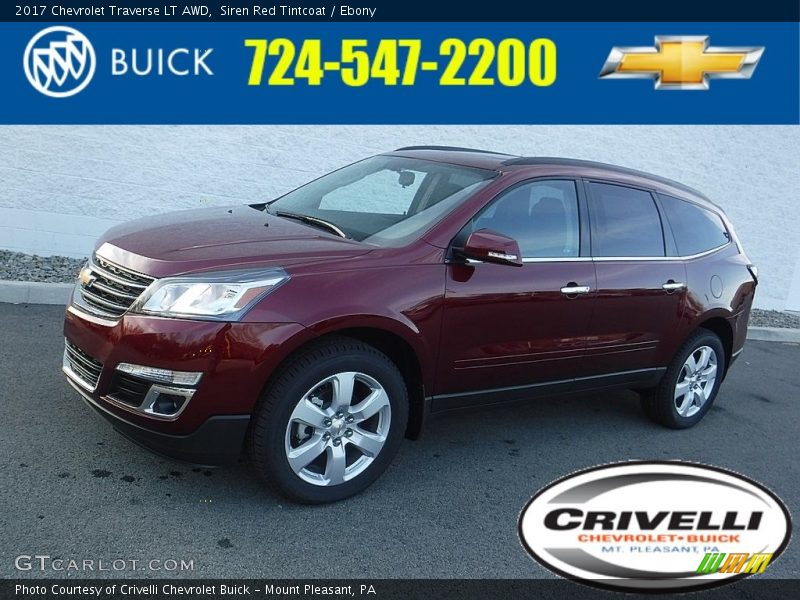 Siren Red Tintcoat / Ebony 2017 Chevrolet Traverse LT AWD