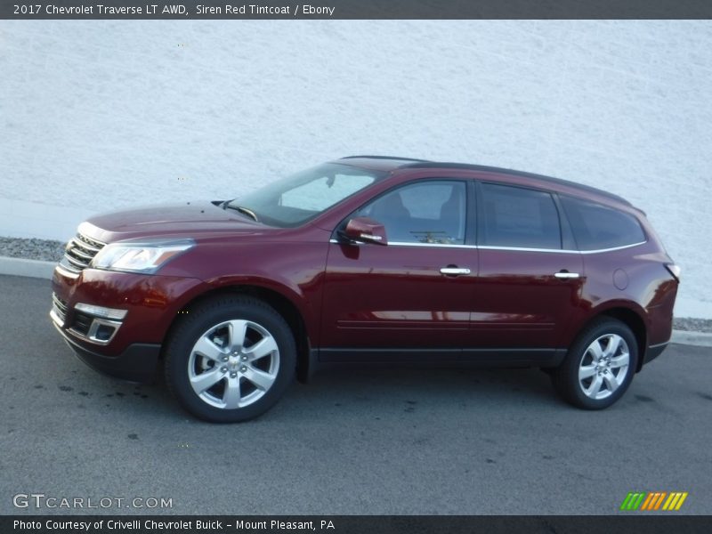 Siren Red Tintcoat / Ebony 2017 Chevrolet Traverse LT AWD