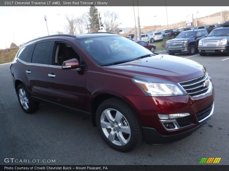 Siren Red Tintcoat / Ebony 2017 Chevrolet Traverse LT AWD