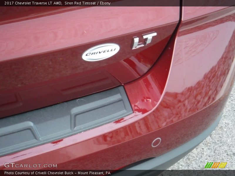 Siren Red Tintcoat / Ebony 2017 Chevrolet Traverse LT AWD