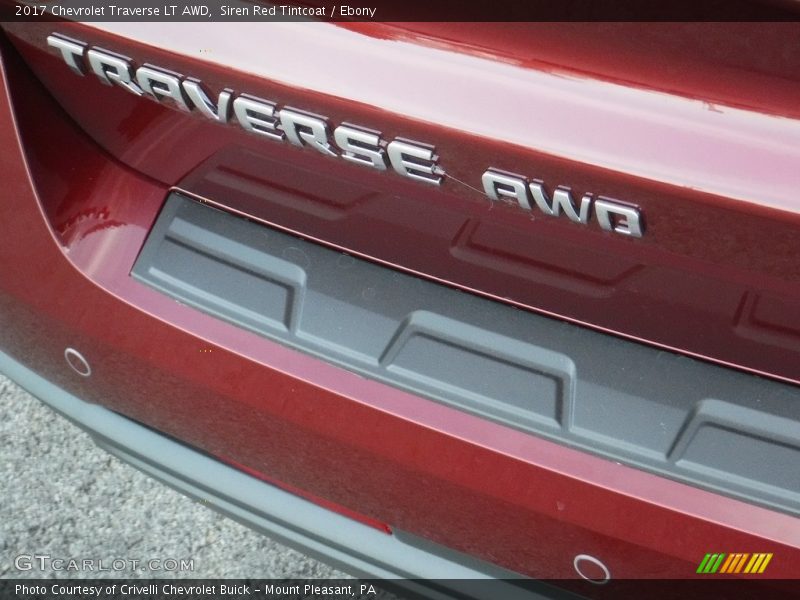 Siren Red Tintcoat / Ebony 2017 Chevrolet Traverse LT AWD