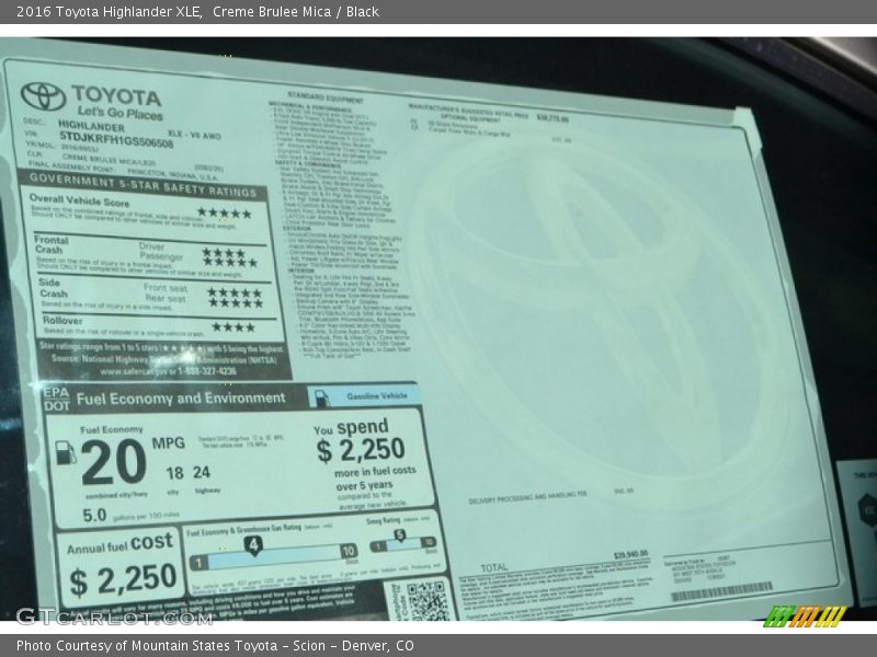Creme Brulee Mica / Black 2016 Toyota Highlander XLE