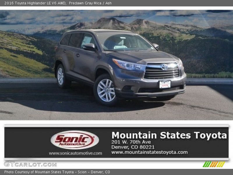 Predawn Gray Mica / Ash 2016 Toyota Highlander LE V6 AWD