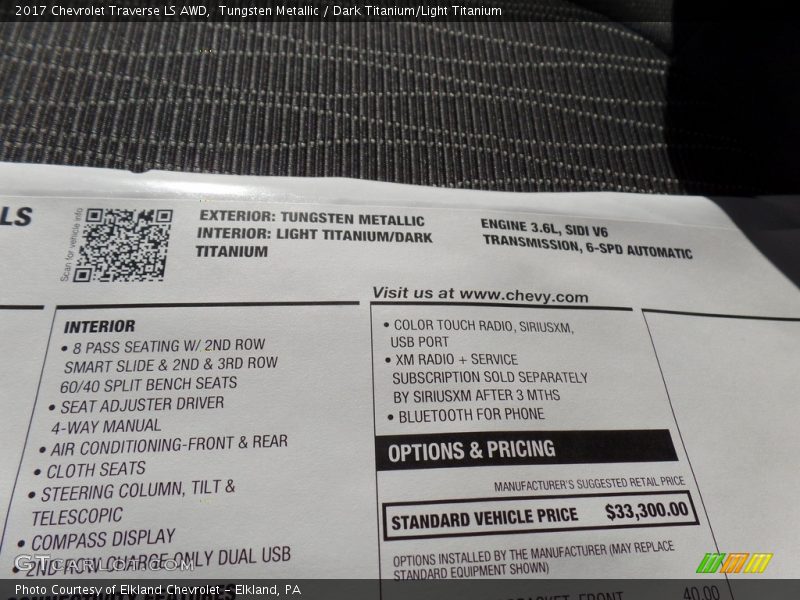 Tungsten Metallic / Dark Titanium/Light Titanium 2017 Chevrolet Traverse LS AWD