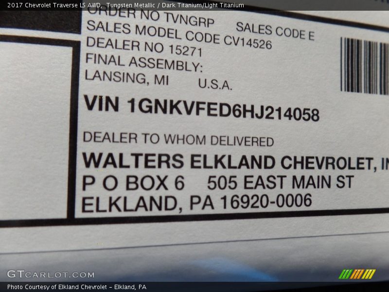 Tungsten Metallic / Dark Titanium/Light Titanium 2017 Chevrolet Traverse LS AWD