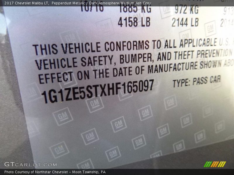 Pepperdust Metallic / Dark Atmosphere/Medium Ash Gray 2017 Chevrolet Malibu LT