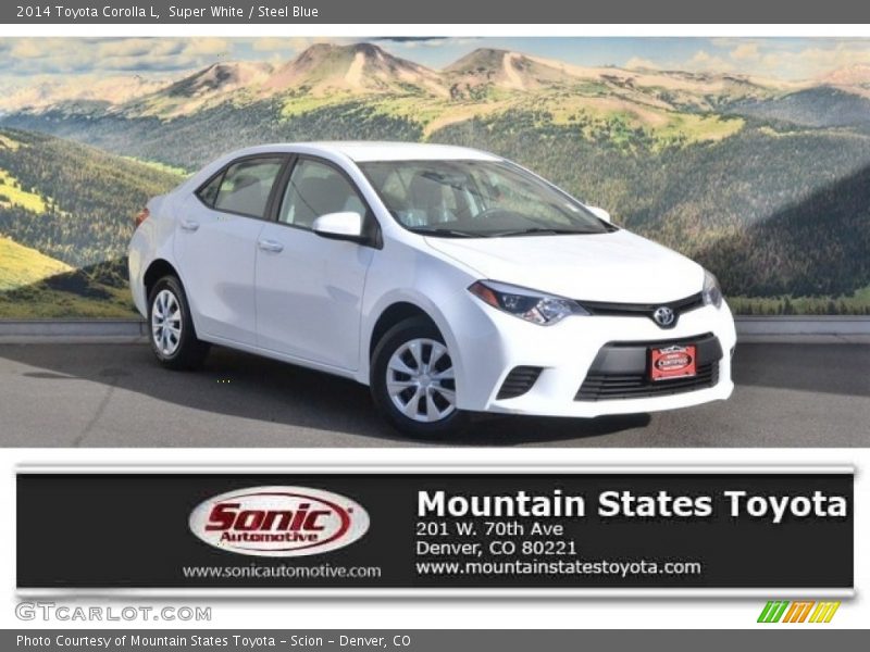 Super White / Steel Blue 2014 Toyota Corolla L