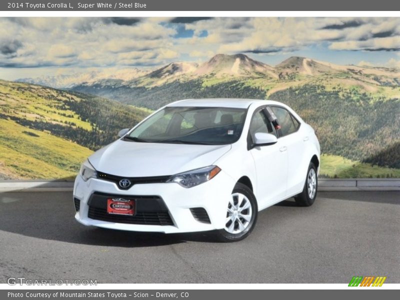 Super White / Steel Blue 2014 Toyota Corolla L