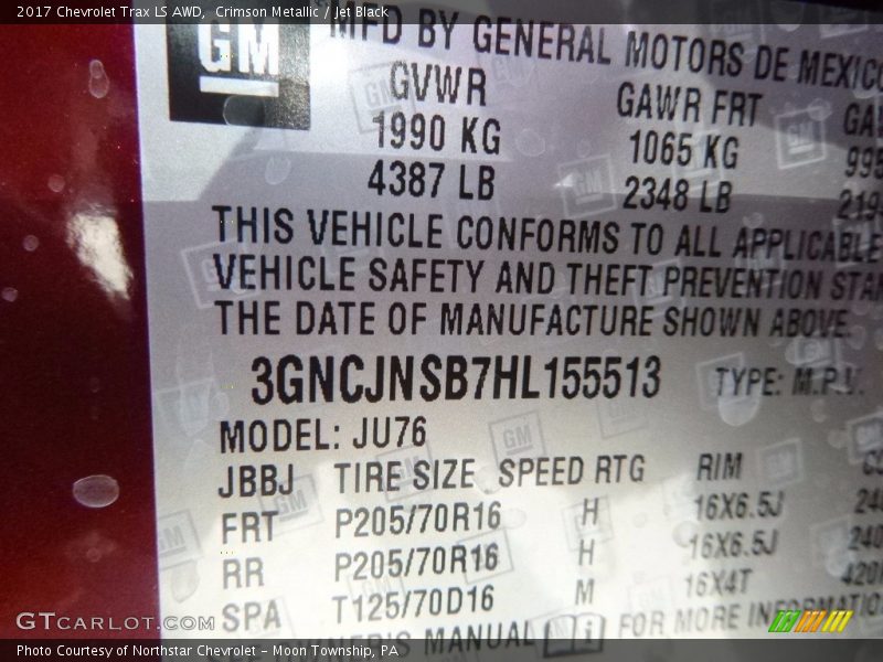 Crimson Metallic / Jet Black 2017 Chevrolet Trax LS AWD