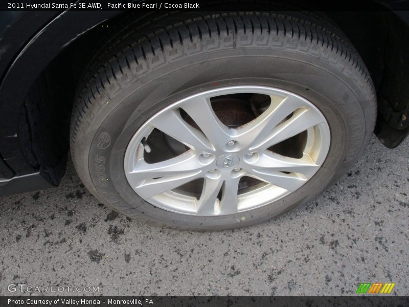 Pacific Blue Pearl / Cocoa Black 2011 Hyundai Santa Fe SE AWD