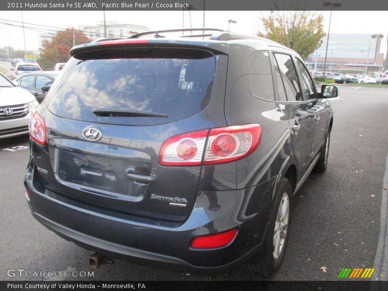 Pacific Blue Pearl / Cocoa Black 2011 Hyundai Santa Fe SE AWD