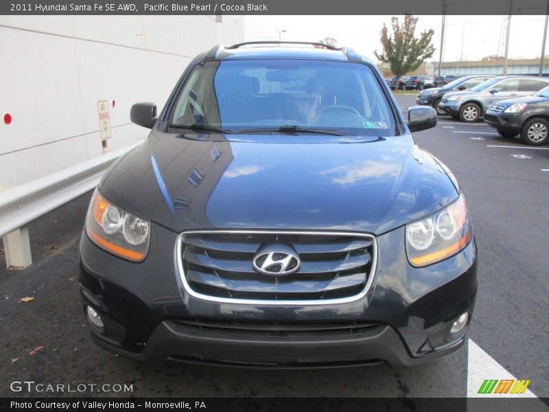 Pacific Blue Pearl / Cocoa Black 2011 Hyundai Santa Fe SE AWD