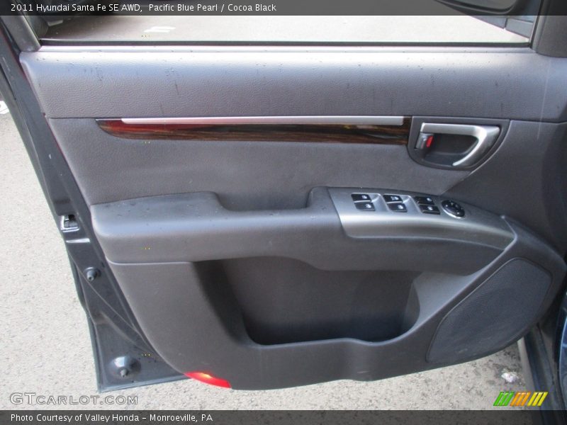 Pacific Blue Pearl / Cocoa Black 2011 Hyundai Santa Fe SE AWD