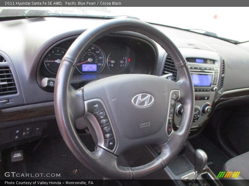 Pacific Blue Pearl / Cocoa Black 2011 Hyundai Santa Fe SE AWD