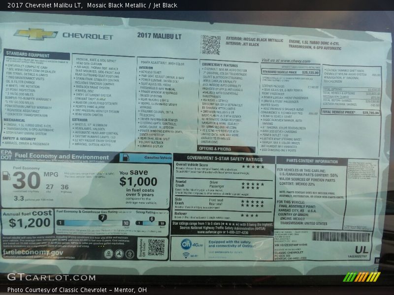 Mosaic Black Metallic / Jet Black 2017 Chevrolet Malibu LT