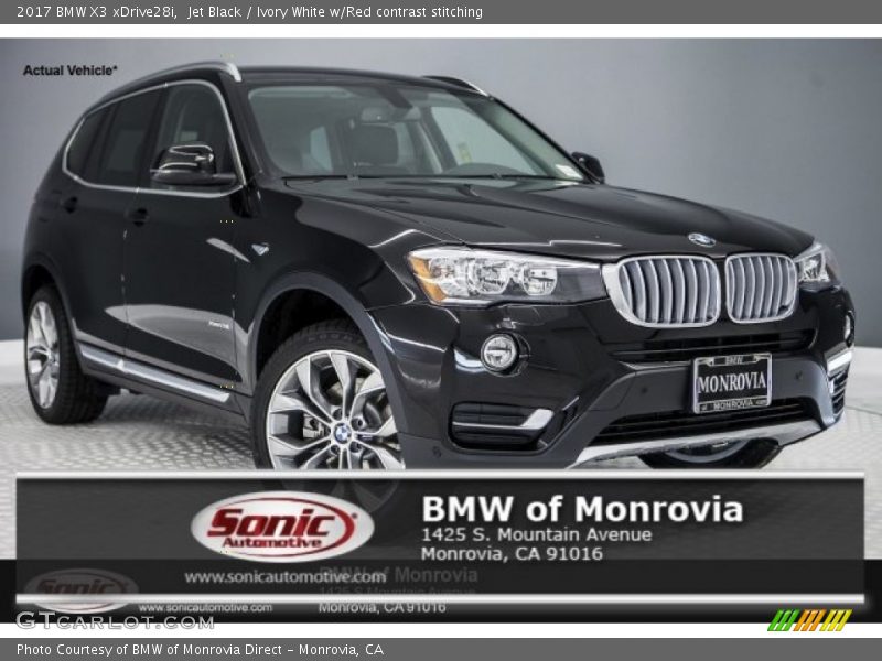 Jet Black / Ivory White w/Red contrast stitching 2017 BMW X3 xDrive28i
