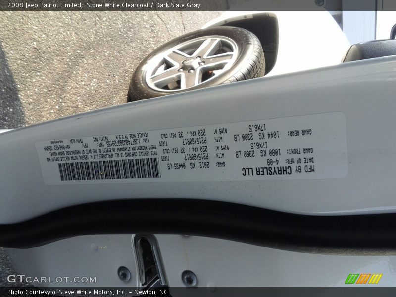 Stone White Clearcoat / Dark Slate Gray 2008 Jeep Patriot Limited