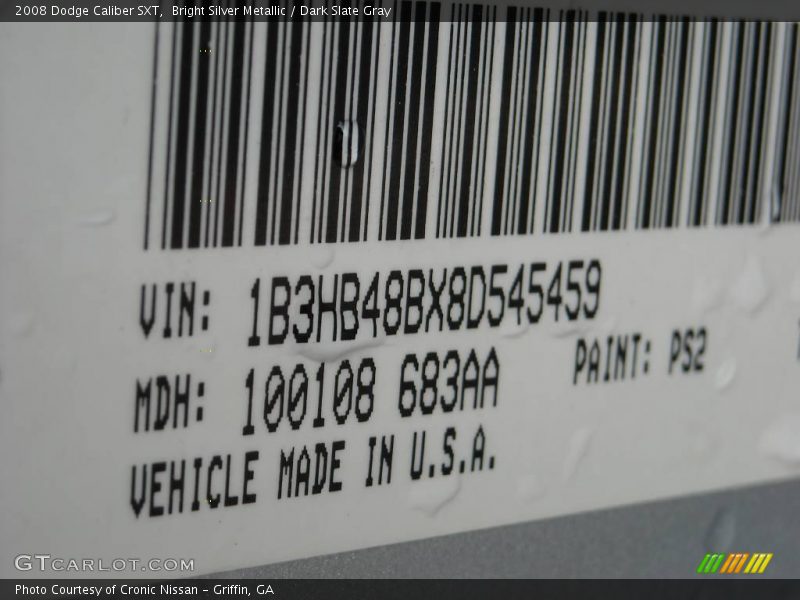 Bright Silver Metallic / Dark Slate Gray 2008 Dodge Caliber SXT