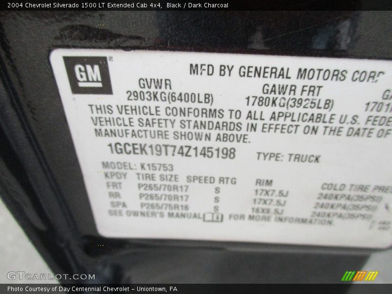 Black / Dark Charcoal 2004 Chevrolet Silverado 1500 LT Extended Cab 4x4