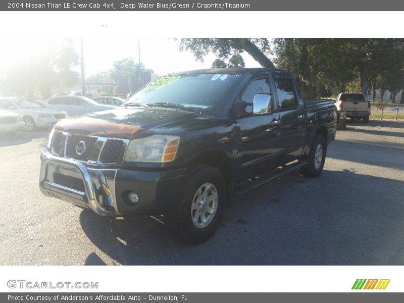 Deep Water Blue/Green / Graphite/Titanium 2004 Nissan Titan LE Crew Cab 4x4