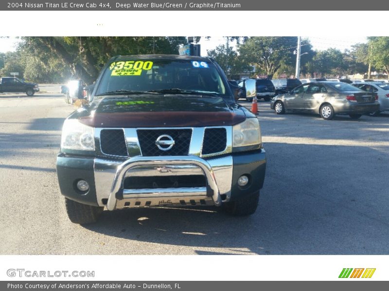 Deep Water Blue/Green / Graphite/Titanium 2004 Nissan Titan LE Crew Cab 4x4