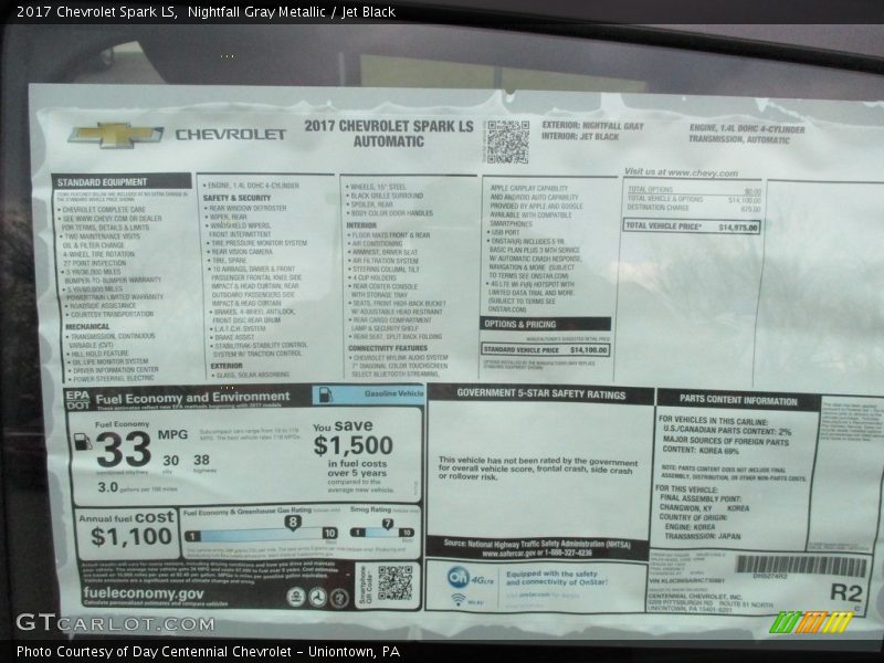 Nightfall Gray Metallic / Jet Black 2017 Chevrolet Spark LS