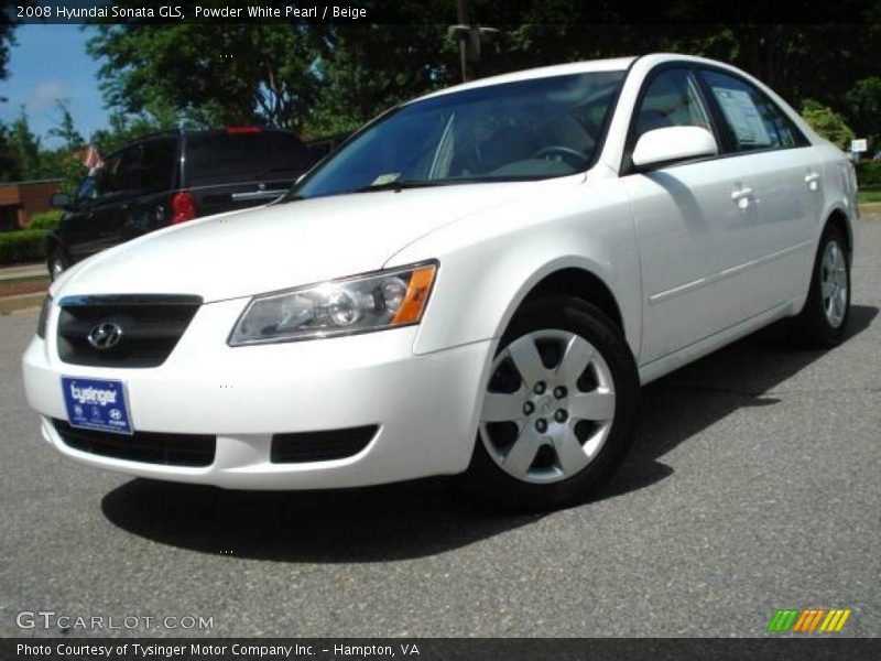 Powder White Pearl / Beige 2008 Hyundai Sonata GLS