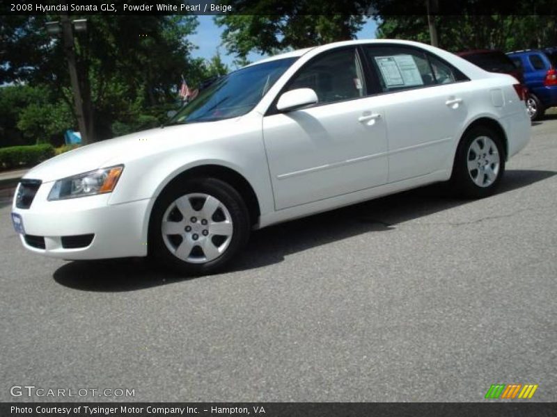 Powder White Pearl / Beige 2008 Hyundai Sonata GLS