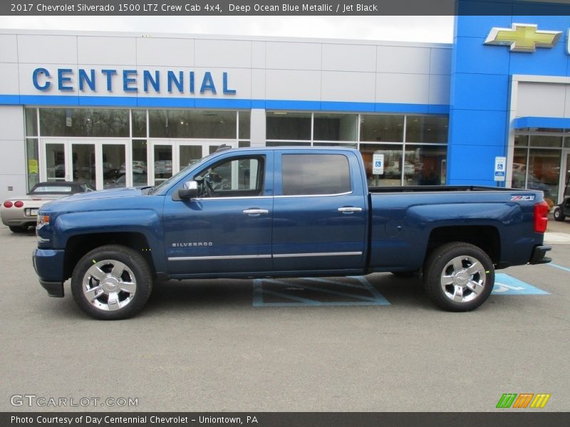 Deep Ocean Blue Metallic / Jet Black 2017 Chevrolet Silverado 1500 LTZ Crew Cab 4x4