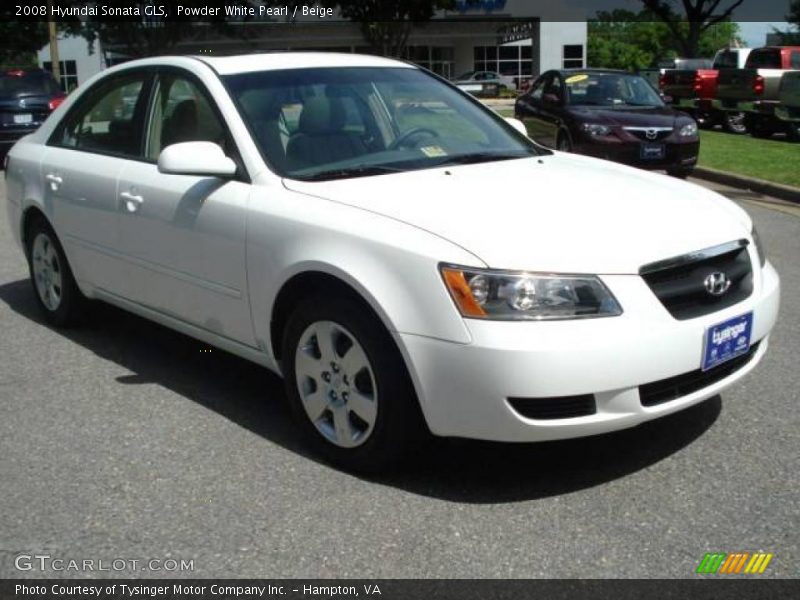 Powder White Pearl / Beige 2008 Hyundai Sonata GLS