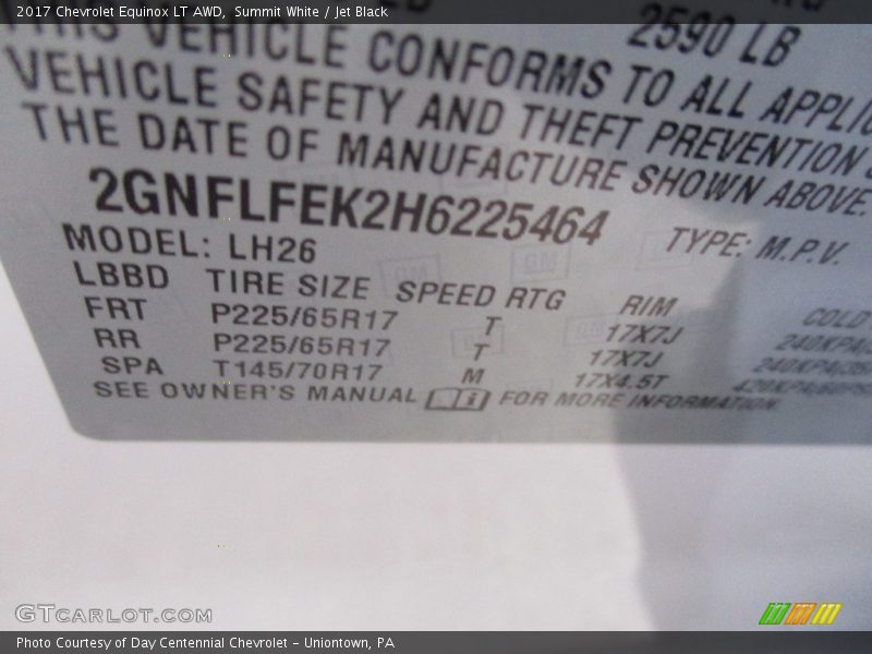 Summit White / Jet Black 2017 Chevrolet Equinox LT AWD