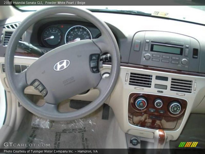 Powder White Pearl / Beige 2008 Hyundai Sonata GLS