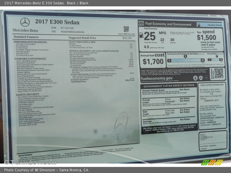 Black / Black 2017 Mercedes-Benz E 300 Sedan