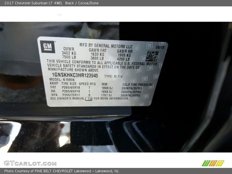Black / Cocoa/Dune 2017 Chevrolet Suburban LT 4WD