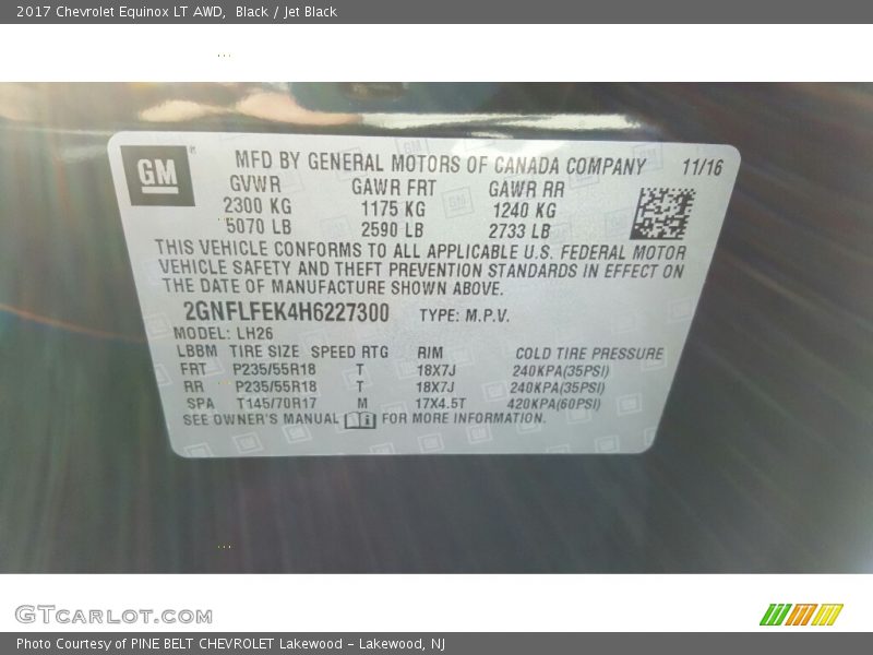 Black / Jet Black 2017 Chevrolet Equinox LT AWD